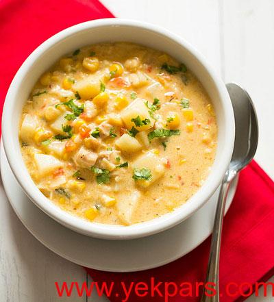 پخت سوپ جوجه با ذرت و شیر, طرز تهیه سوپ جوجه با ذرت
