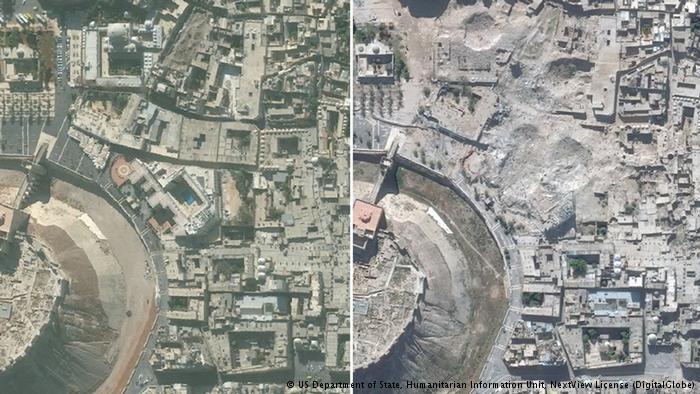Altstadt von Aleppo (vorher und nachher) BILDKOMBO