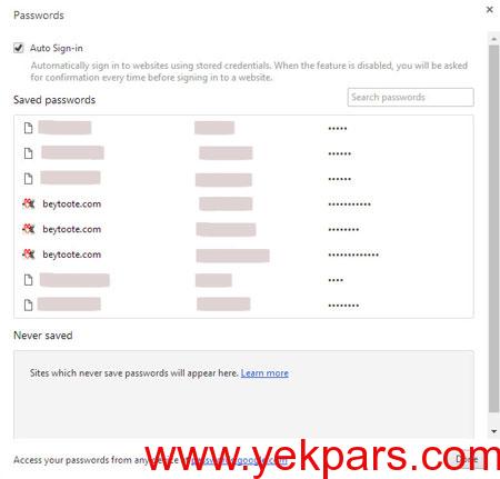 بازیابی پسورد در مرورگر گوگل کروم , مشاهده پسورد در کروم