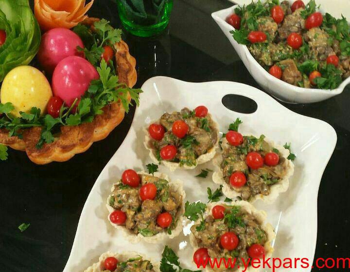 طرز تهیه سالاد بادمجان با سس کنجد