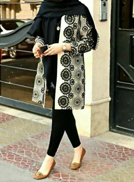 شیک ترین مانتوهای زنانه,مانتو سفید و مشکی