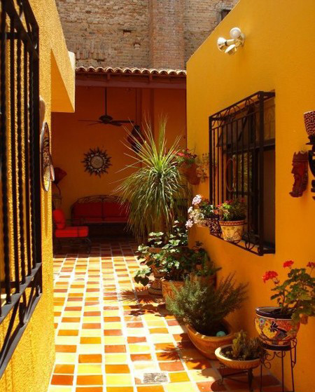 رنگ آمیزی دیوار حیاط در تابستان